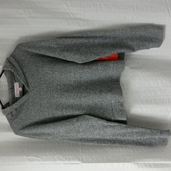 Adrienne Vittadini Sport Gray Ribbed Pullover Hoodie L - Picture 1 of 5